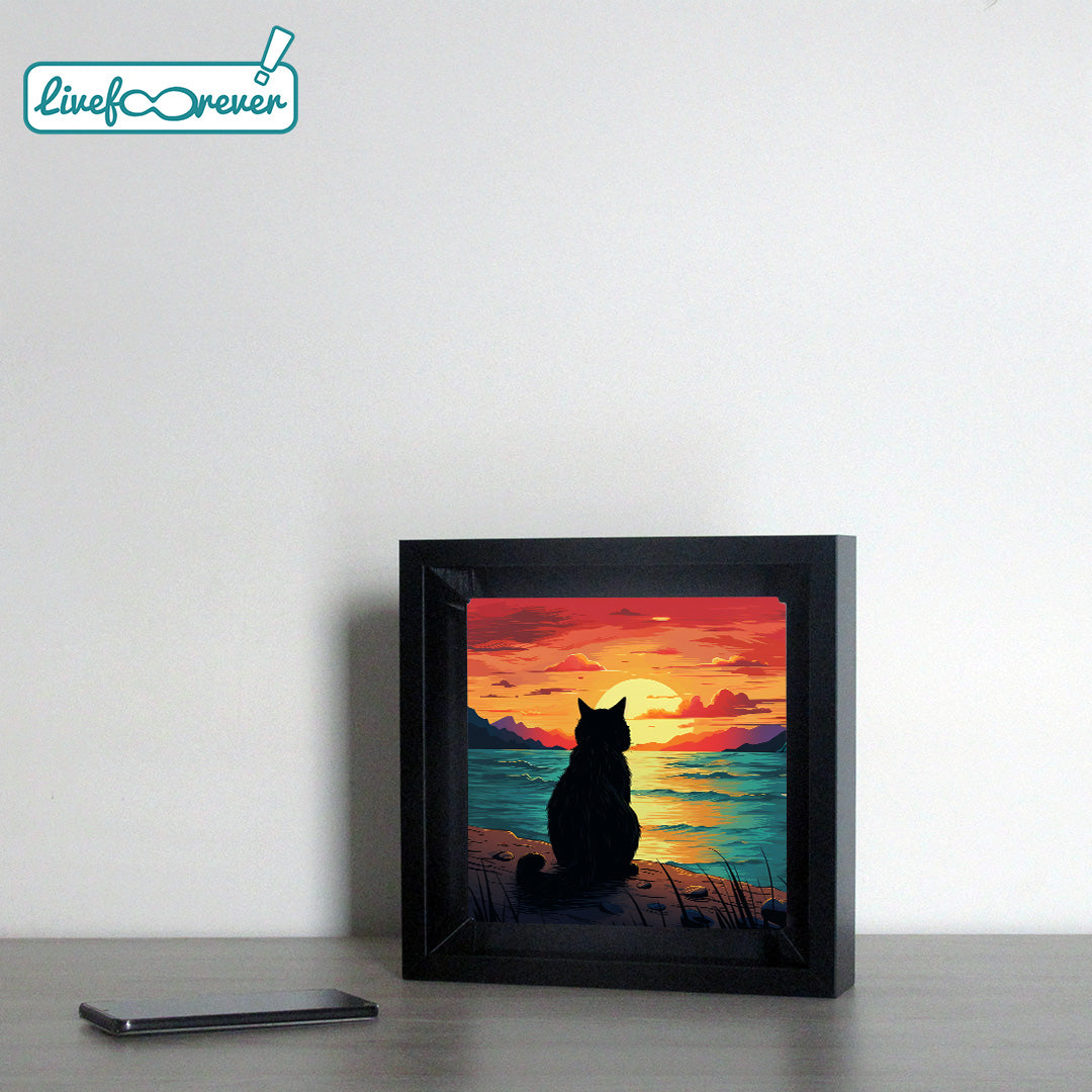 Kosü - stampa fotografica su mattonella in ceramica – RiGatto looking at the sunset