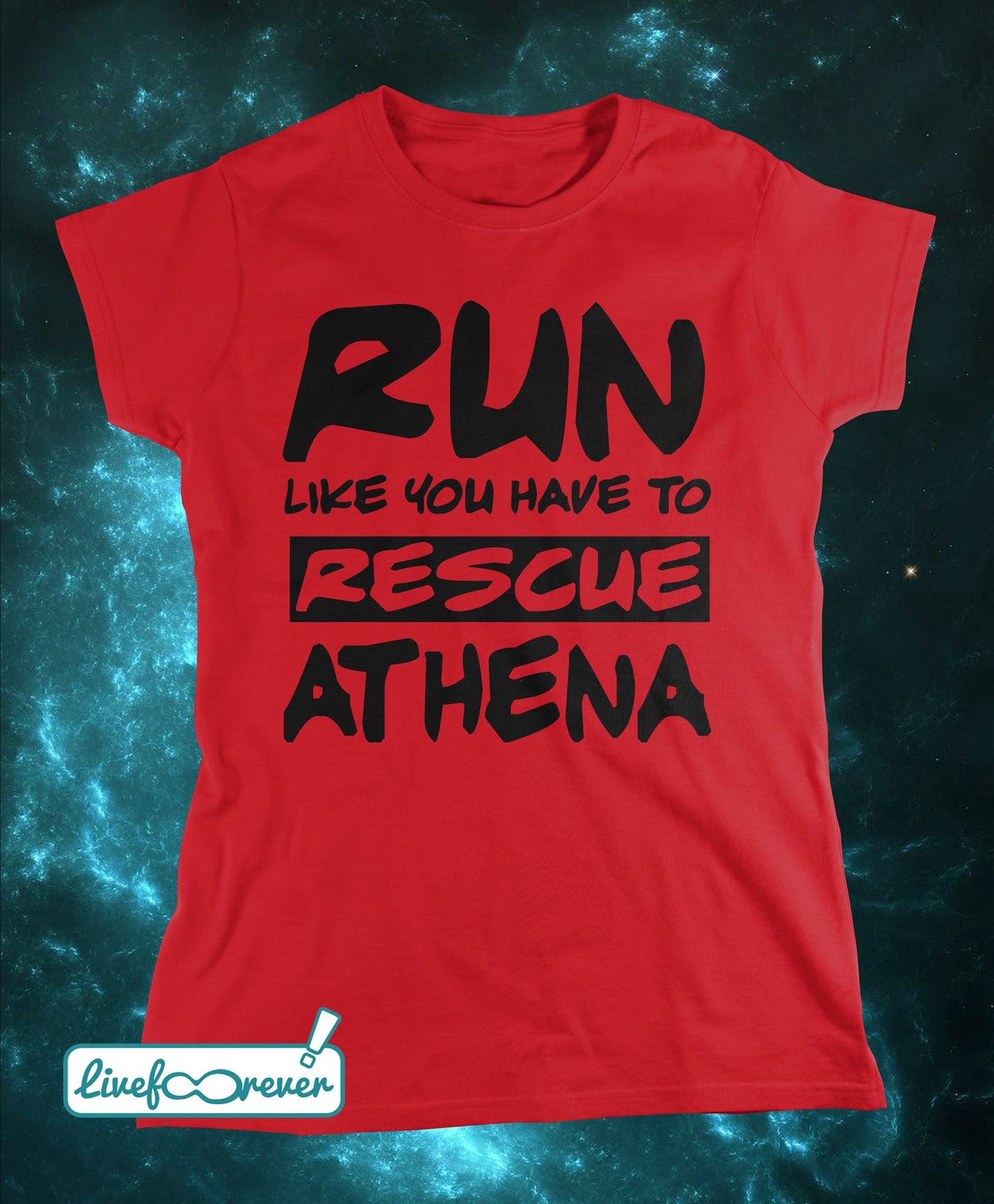 T-shirt donna – Run like you have to rescue Athena (rosso)