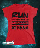 T-shirt donna – Run like you have to rescue Athena (rosso)