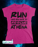 T-shirt donna – Run like you have to rescue Athena (fucsia)