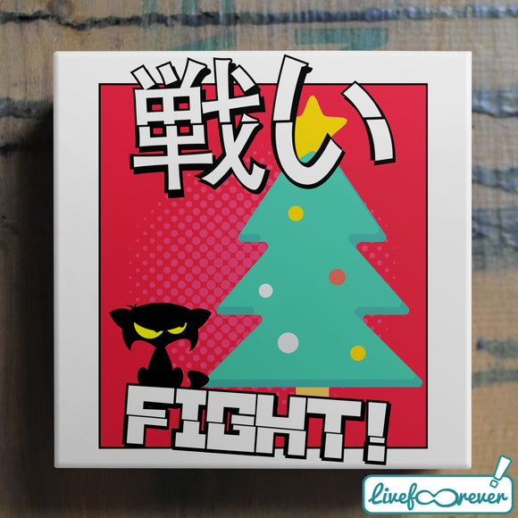 Kosü - stampa fotografica su mattonella in ceramica – Cat versus Christmas: fight!